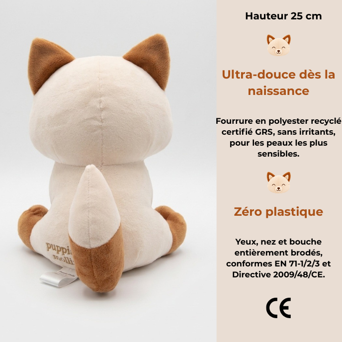Moka — Peluche renard assise 25 cm Puppis Mollis