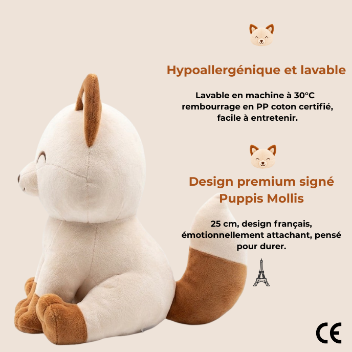 Moka — Peluche renard assise 25 cm Puppis Mollis