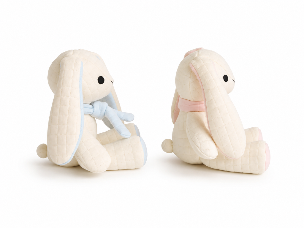 ALBA™ — Peluche Lapin en Coton Matelassé, 25 cm Puppis Mollis