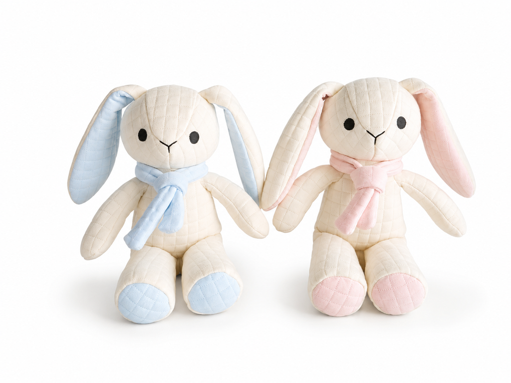 ALBA™ — Peluche Lapin en Coton Matelassé, 25 cm Puppis Mollis